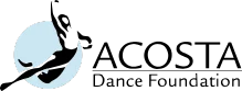 Logo featuring a dancer silhouette and circular background