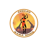 Logo of African Mama Dance with a dancer and giraffes