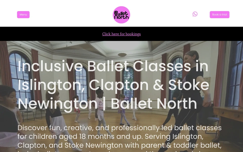 Ballet class in a studio with children and instructors