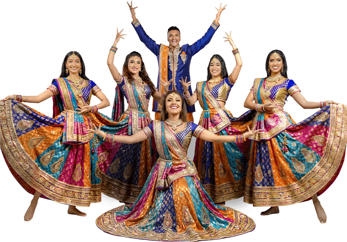 Group of dancers in colorful traditional outfits