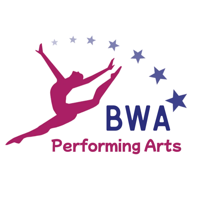 Logo of BWA Performing Arts with dancer and stars