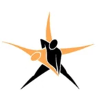 Logo with abstract dancing figures and stars