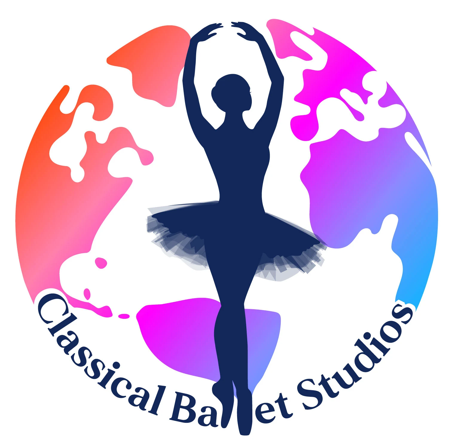 Ballet dancer silhouette with colorful globe background
