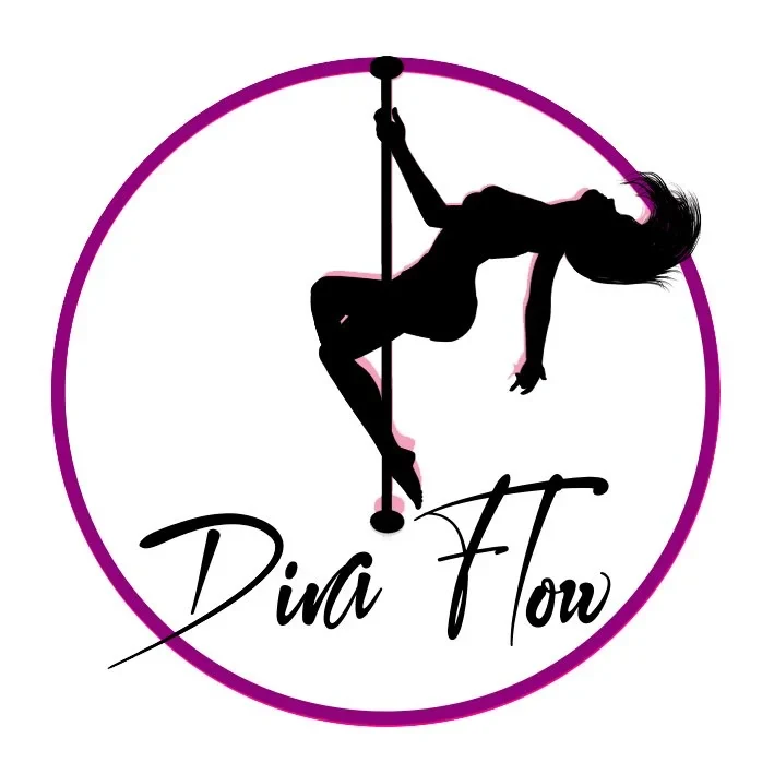 Logo featuring a silhouette of a pole dancer