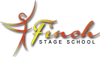 Logo with a dancing figure and the word Finch