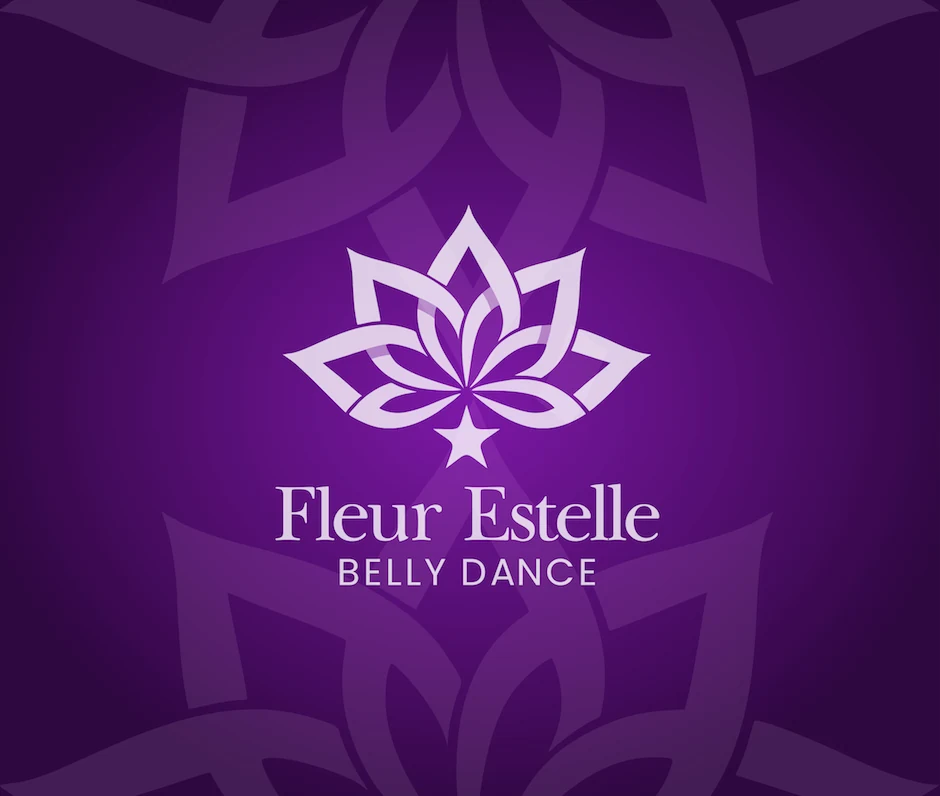 Logo with a flower design and text