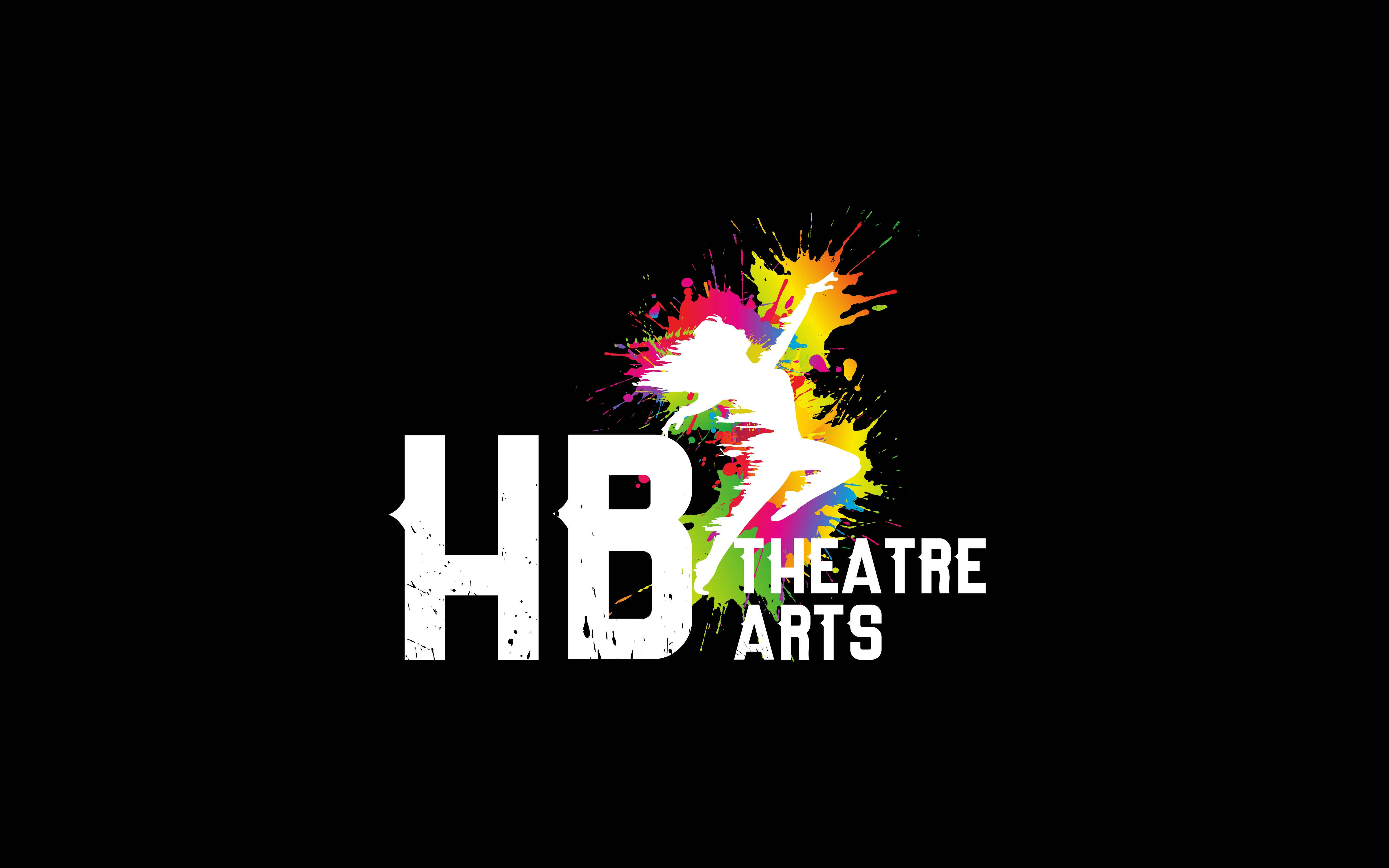 Logo of HB Theatre Arts with colorful splash design