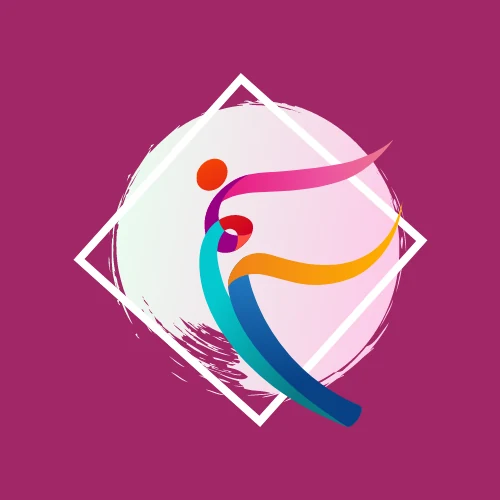 Colorful logo with abstract dancing figures