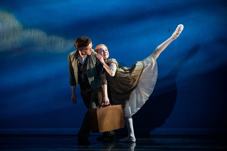 Two ballet dancers performing on stage