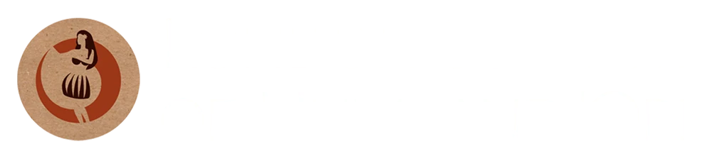 Logo featuring a dancer and hula elements