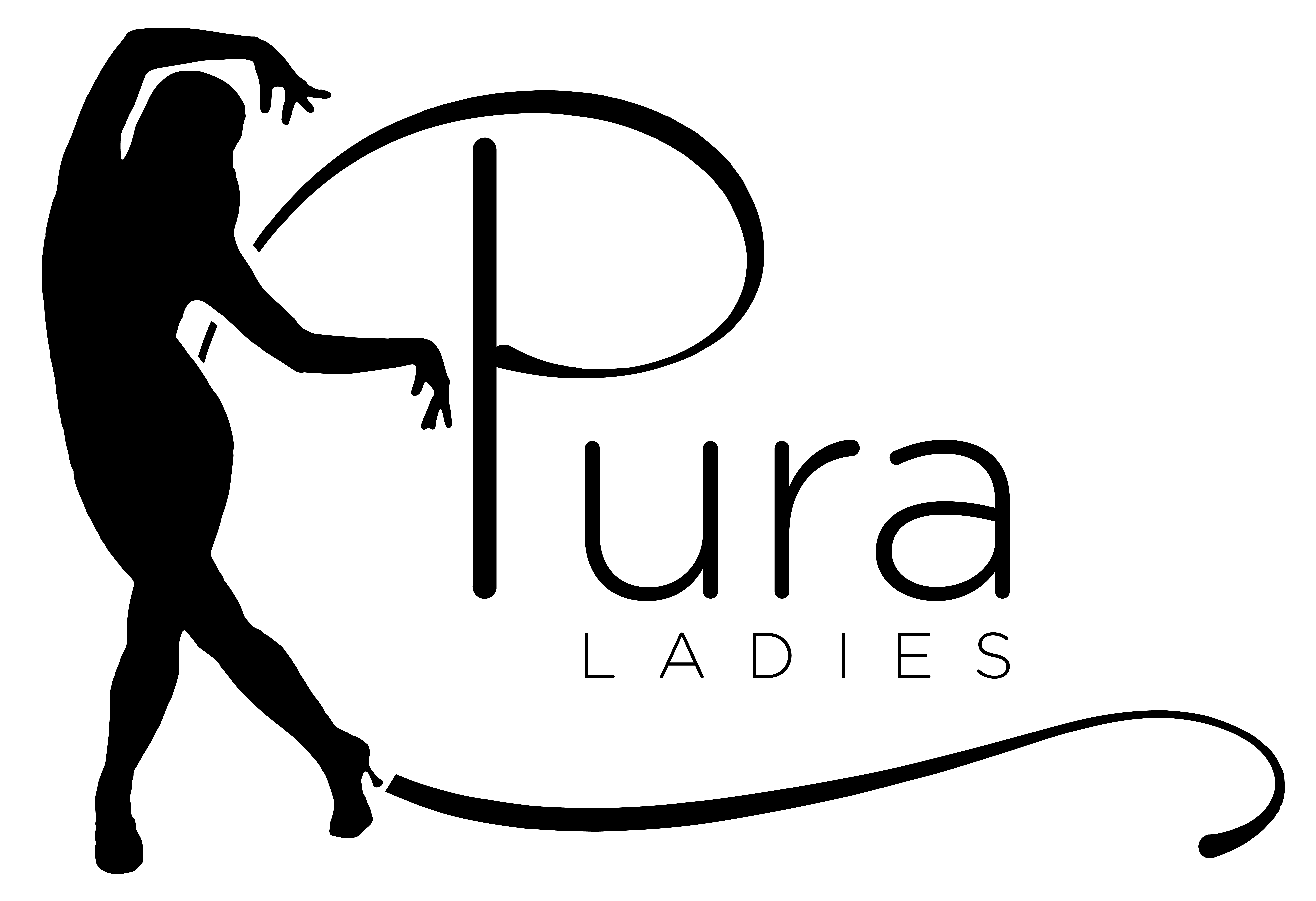 Logo featuring a dancer silhouette and text