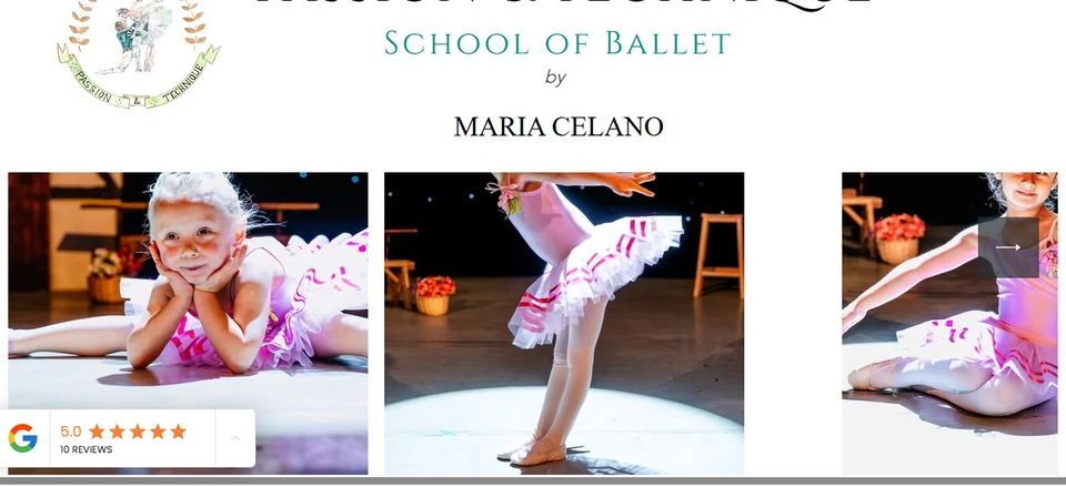 Young ballet dancer in pink costume performing