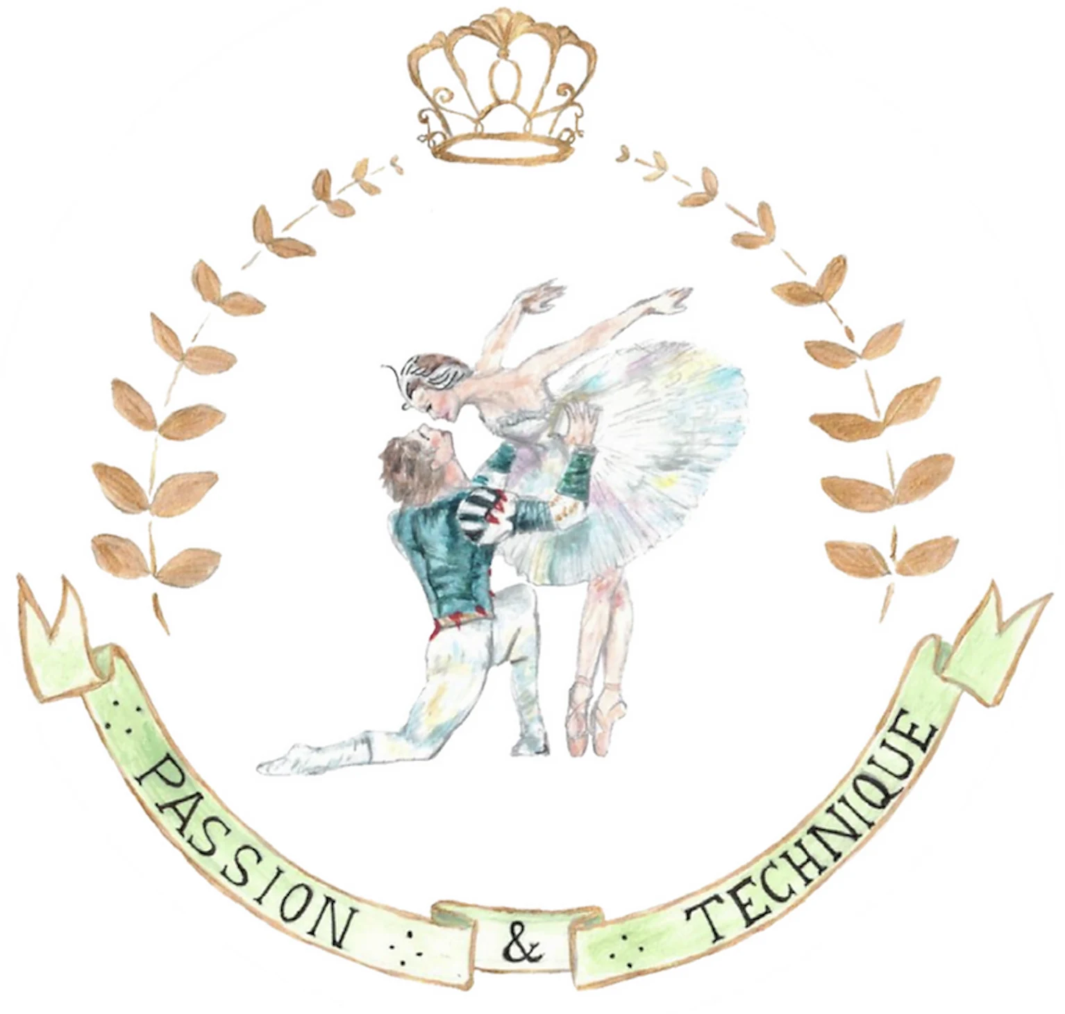 Ballet logo with dancers and crown