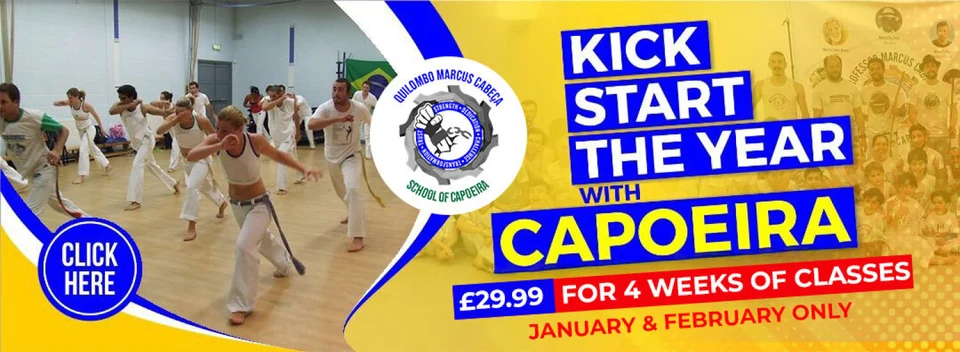 Capoeira class in a dance studio setting