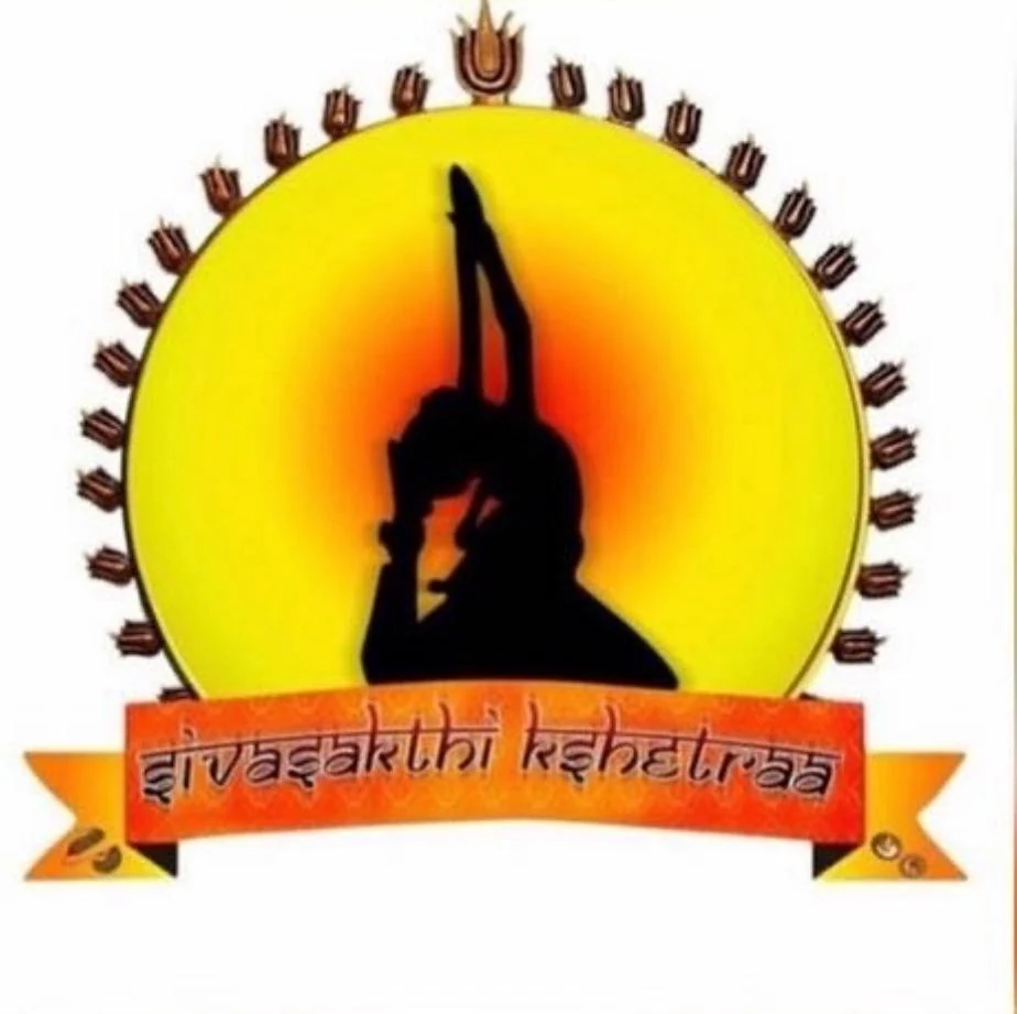Logo featuring a dancer silhouette and sun motif