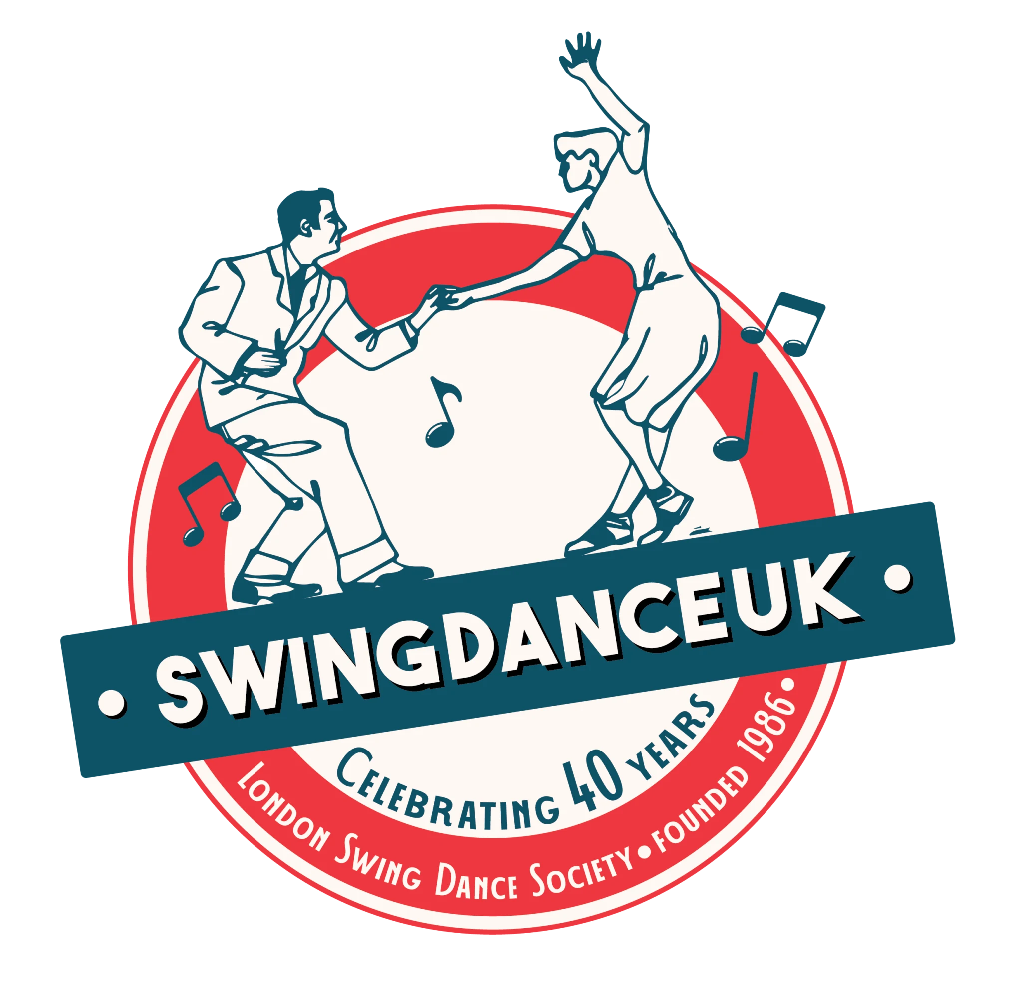 Logo of SwingdanceUK with dancers and musical notes