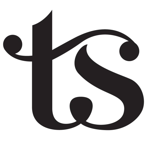 Logo with stylized letters 'ts'