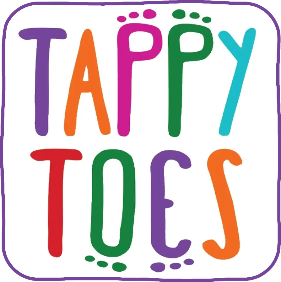 Colorful logo with the text Tappy Toes