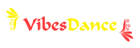 Colorful logo with text and dance elements