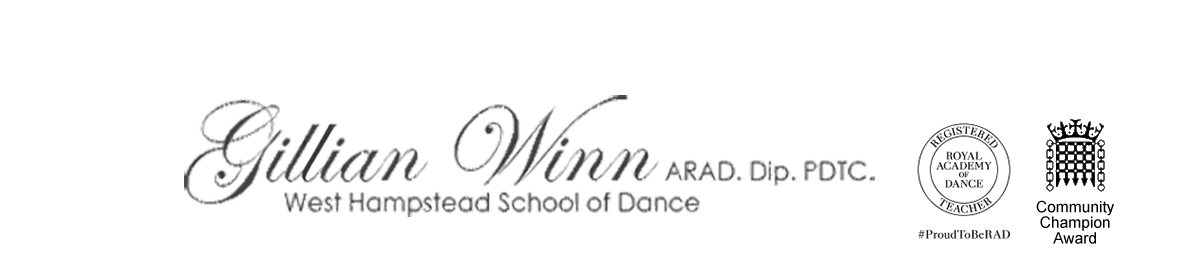 Logo with dance-related graphics and text