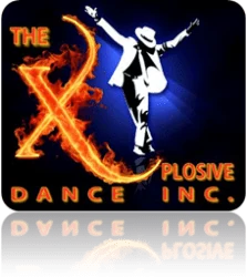 Logo featuring a dancer and fiery text